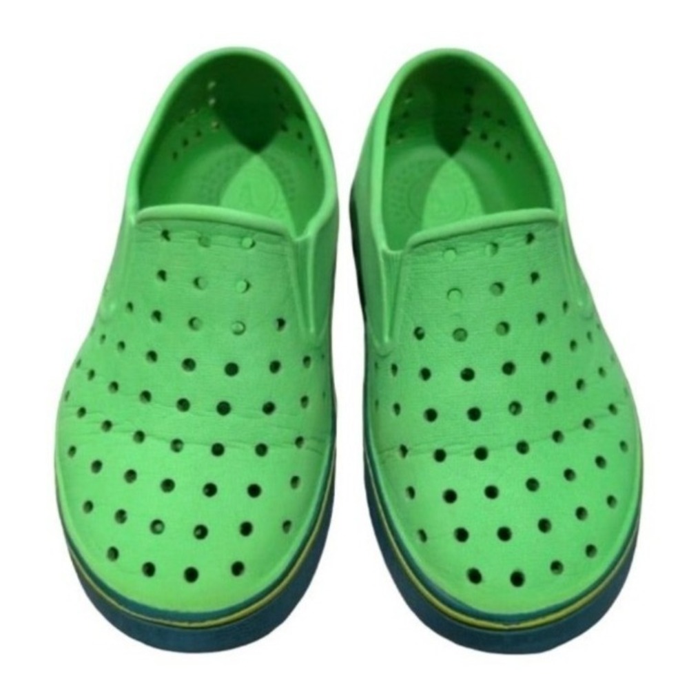 Native Shoes Miles Kids Green Shell White Slip On Water Shoes Size C11